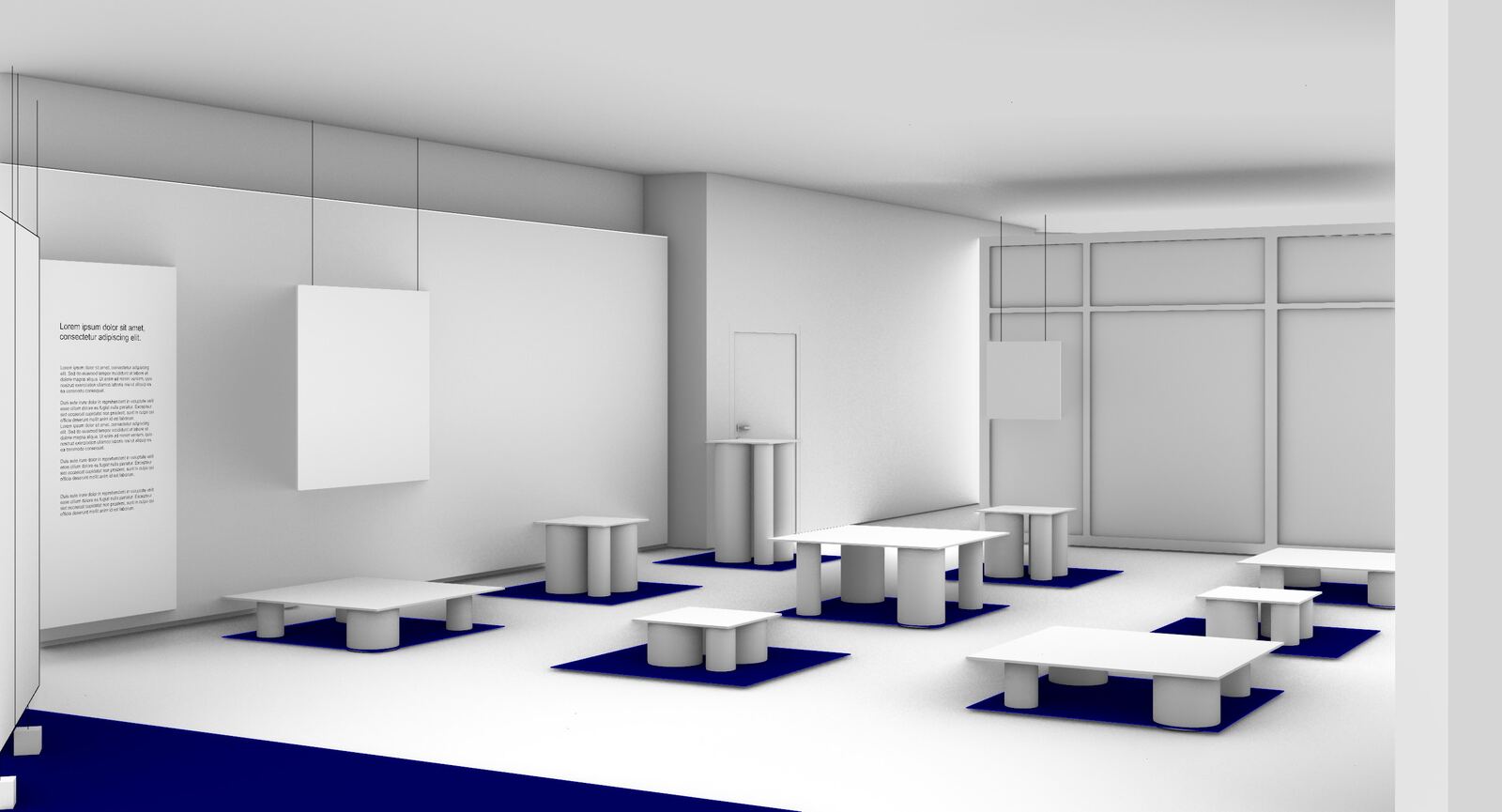 The podiums of the object zone, rendered
