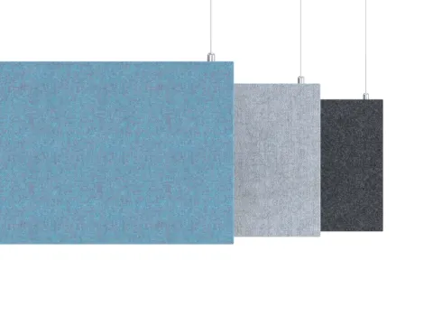 Narbutas MODUS baffle acoustic ceiling panels.
