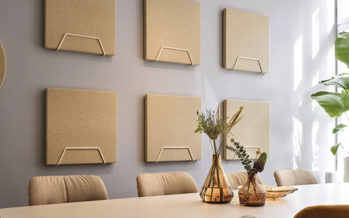 DECIBEL by Johanson Clamp acoustic absorbers in an interior.