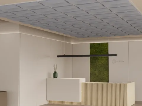selador Celor Cursia ceiling elements in a reception.