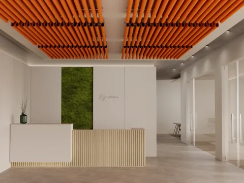 selador Cevita Gota acoustic baffles in a reception.