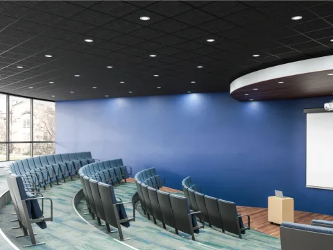 selador Celor Plano Recto ceiling in a lecture room.